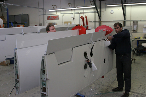 Inner (I think) wing elements, with flaps being fitted and calibrated.