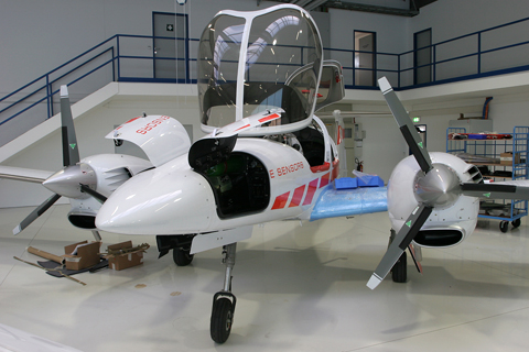Nearing completion. This DA-42MPP - Multi-Purpose Platform - will eventually join the Diamond Airborne Sensing fleet also stationed at Wiener Neustadt