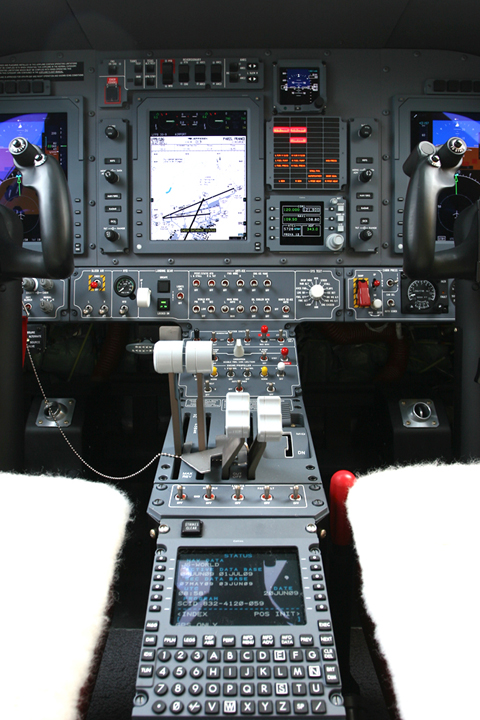 Pedestal view. An FMS (Flight Management System) is also included, giving this amazing prop some serious equipment punch
