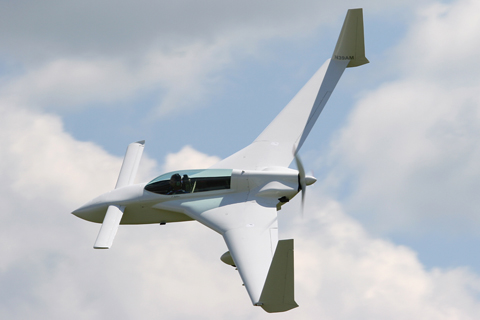 Rutan's "pocket rocket" LongEZ still looks futuristic today, despite being almost a 30-year old design. This model, built by an airline pilot for Croatia Airlines, is the most powerful, 160 HP version.