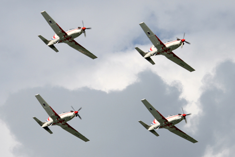 Despite flying "regular" PC-9Ms used for flight training when the team's not flying, the Krila Oluje have quickly risen to become one of the regions best teams. If only the AF would stick a couple of smoke generators on them...