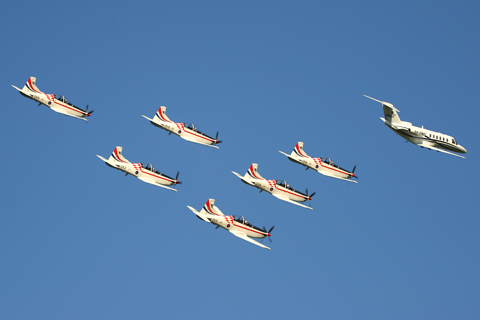 A special treat at the end of day two - a formation display by the previously pictured CitationJet and the Krila Oluje