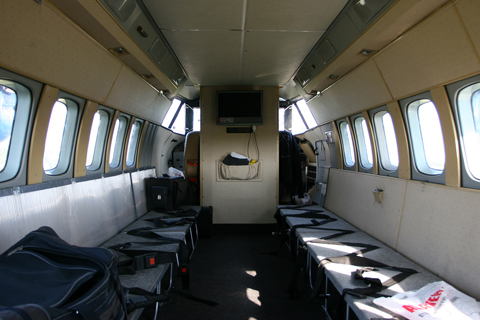 In town for some skydive ops, the aircraft's interior was stripped out of every bit of unnecessary kit