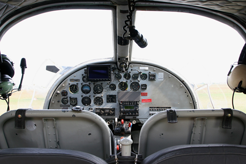 A view from the back seat. D-EFSC was configured in a four-seat club arrangement which, in combination with the extensively glazed rear doors, would make this a fantastic aircraft for panoramic and photographic flights (indeed, the pilots told me that you can actually lift the floor covers and install a downward facing camera)