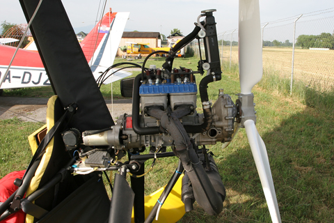 The tinyiest of the tiny, the two-stroke Rotax 582 developing 64 HP and powering the previously reviewed Apollo Racer GT microlight