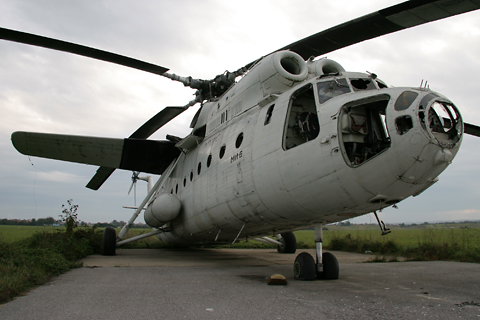 Up close a year later. From right beside, the Mi-6 is more impressive than an A380 - especially given it's a helicopter. To improve cruising effciency and get some load of the main rotor, the Mi-6 was fitted with not-at-all-insignificant span wings, which were removed on both the firefighting version and the follow-on Mi-26