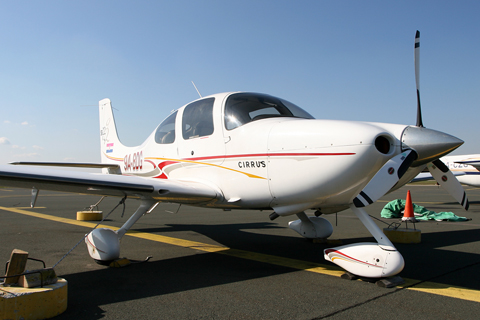 9A-BDG shining proudly in the mid-day sun. Though not as elegant as other similar aircraft - the Lancair ES comes to mind - the SR-22 is still a sight to look at