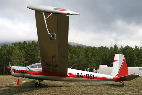 K_003 Up close with 9A-DSI, my first L-13SE Vivat :). A powered and side-by-side version of the popular L-13 Blanik, the Vivat was (aftermarket) designed to circumnavigate the need for a towplane - something very useful that day...