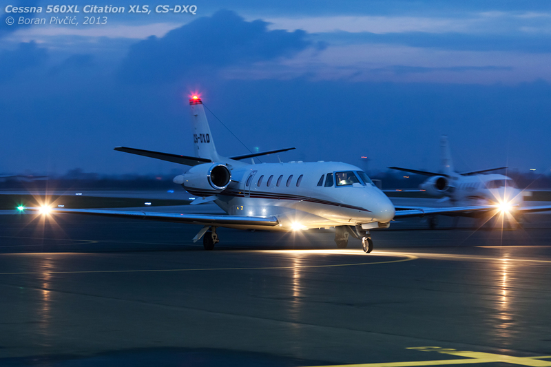 Opportunities for night photography had also abounded on 12 March, when heavy snows caused havoc in the skies over Western Europe. Reduction in airport capacities and long waits in holding patterns had seen almost a dozen bizjets and bizprops divert into Zagreb for fuel, including the two Citations pictured here. In just one hour, we’d seen three Citations, two Learjets and a King Air 350 – more biz traffic than Pleso gets in a whole day