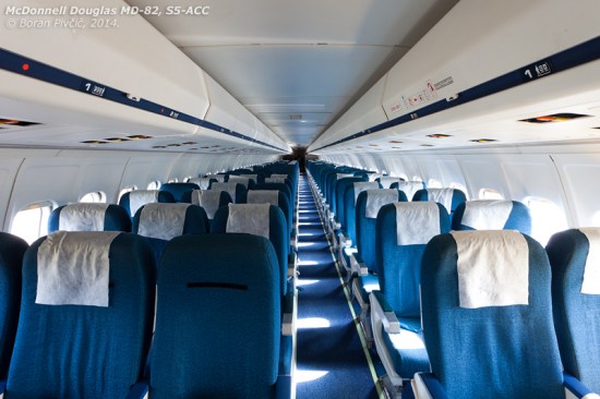 Like the cockpit, the rest of the interior has been preserved "as is" - even down to the food trolleys. The only things that are missing as far as I could see were various items of emergency equipment, which have either been sold (some being quite valuable) or removed for safety's sake (such as crash axes). A walk down the cabin had also revealed that the passenger emergency oxygen system has been removed, another sensible safety precaution (since the MD-80's "chemical candles" - which generate oxygen through a high-energy chemical reaction - are not the safest things to have lying around on an inert aircraft).